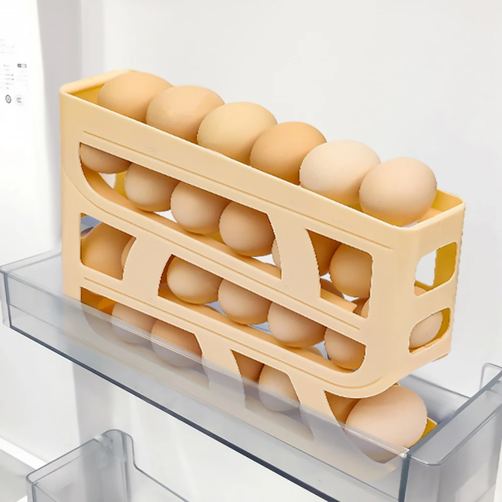 4 Layer Refrigerator Egg Storage Box Automatic Scrolling Egg Large Capacity Dedicated Rolling Egg Storage Box Holder for Kitchen