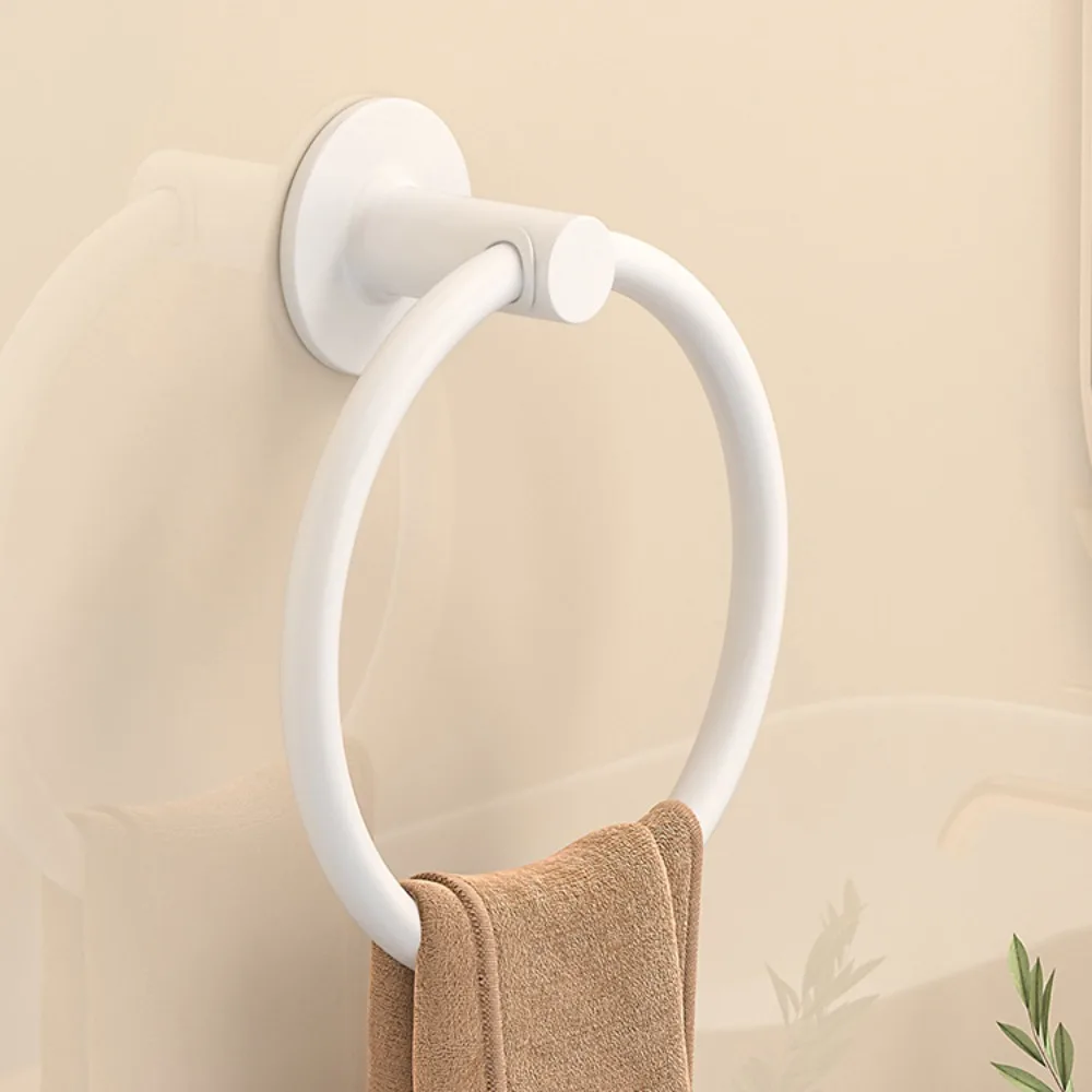 Wall Mounted Punch Free Towel Ring Space Aluminum Save Space Towel Ring Hangers Rust-proof with Non-slip Pad Hand Towel Ring