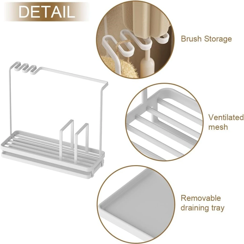 Kitchen Storage Rack Towel Sponge Drain Racks Sink Desktop Organizer Accessories Carbon Steel Brush Storage Bathroom Soap Holder