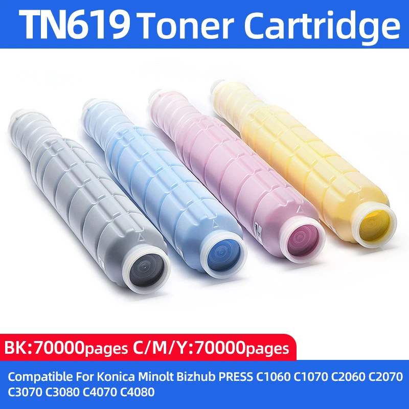 

70K/PCS TN619 toner cartridge Compatible for Konica Minolta Bizhub C2060 C2070 C3070 C3080 C4070 C1060 C1070 Color Copier Japan