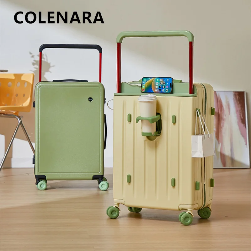 COLENARASuitcase 20 "24" 28 بوصة سعة كبيرة حقيبة تروللي بعجلات ABS + PC الصعود صندوق عربة نوع حقيبة سفر عجلة عالمية الأمتعة #5