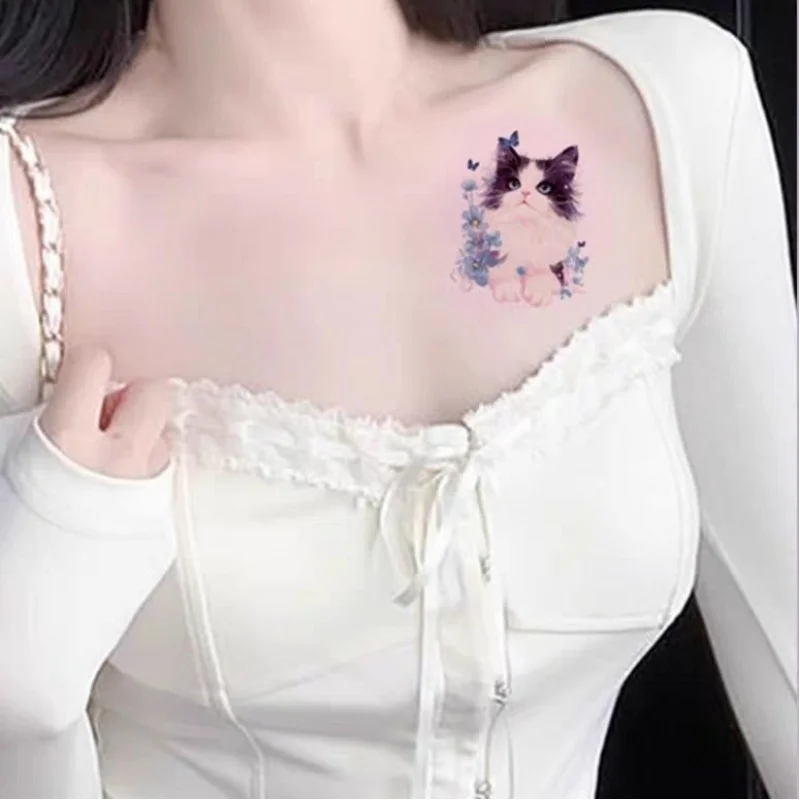 Butterfly Cute Cat Tattoo Sticker Colorful Waterproof Angel Cat Lasting FreshinsARM Good-looking Cartoon