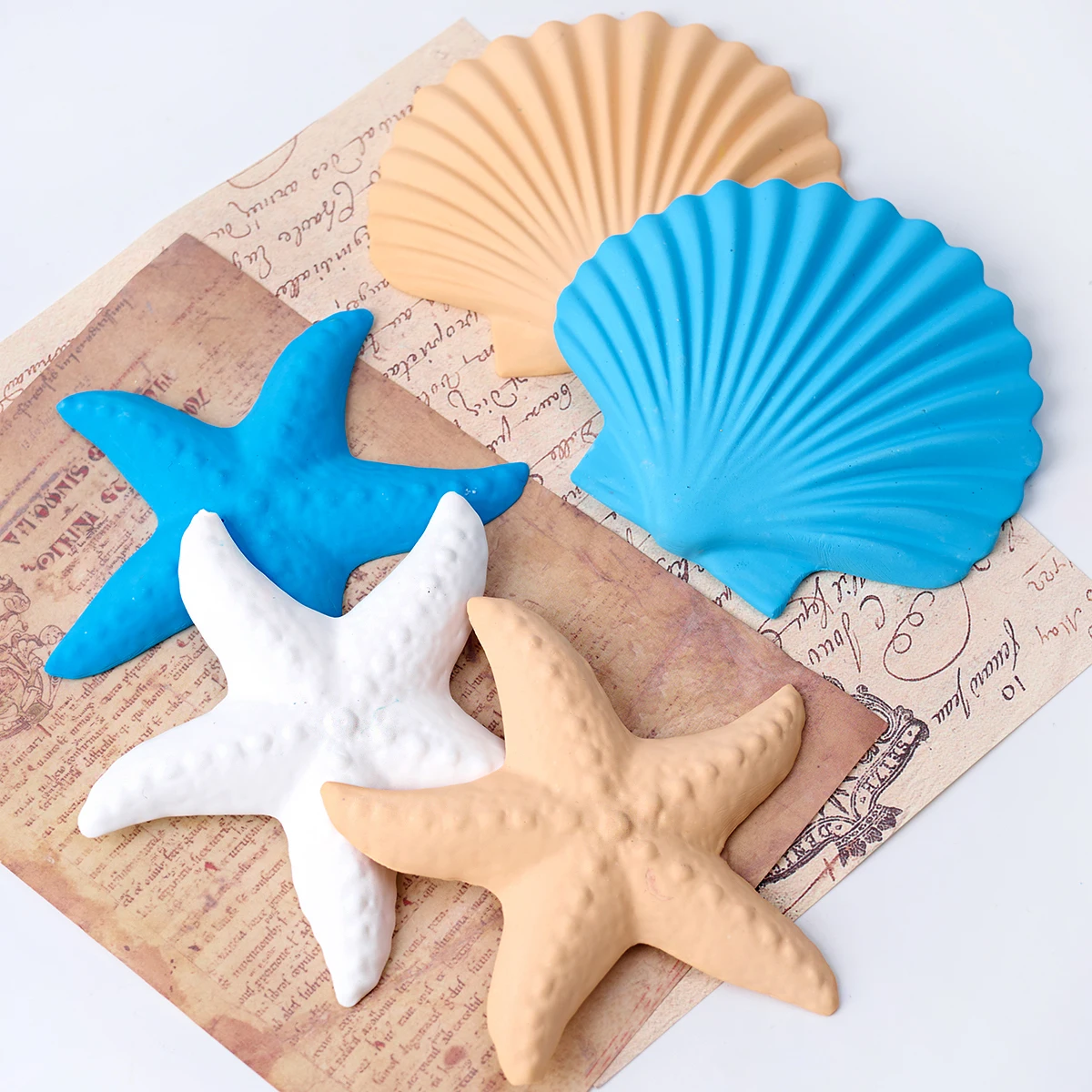 Marine Series Gypsum Craft Molds DIY Shell Starfish Tray Saucer Pendant Ornament Silicone Mold Aromatic Candle Mould Home Decor