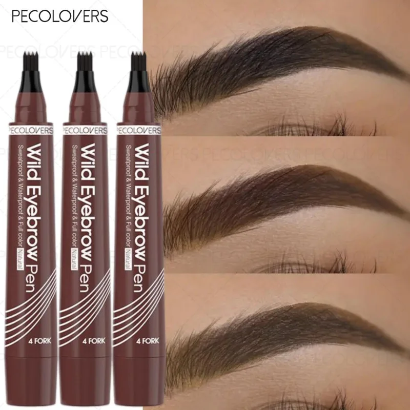 3PC Four-fork Eyebrow Pencil, Multiple Color Options, Fill in The Missing Eyebrows, Waterproof and Sweatproof,eyebrow Cosmetics