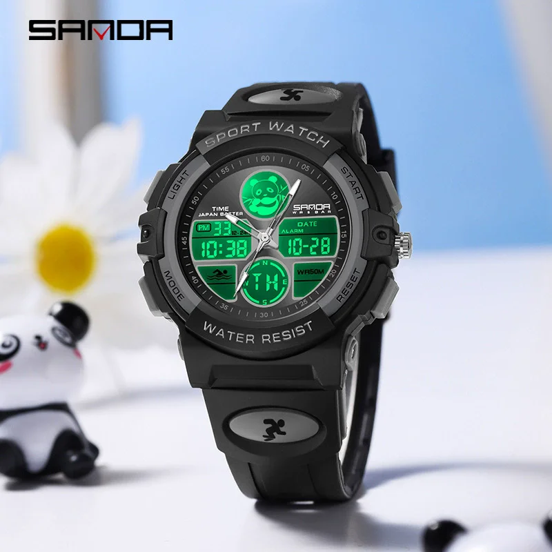 Sanda 6135 العصرية رائجة البيع نموذج جديد للرجال silinمخروط حزام الحركة الرقمية وضع الرياضة إنذار ساعة اليد الإلكترونية