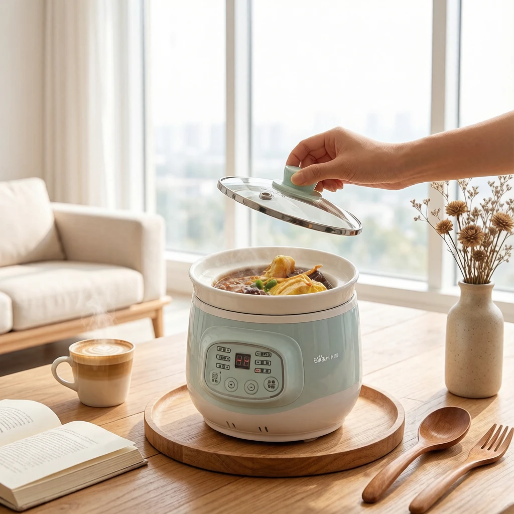 Electric Stew Pot for Baby Food & Porridge Automatic Rice Cooker with Spill-Proof Inner Trough Durable Durable Kitchen Appliance
