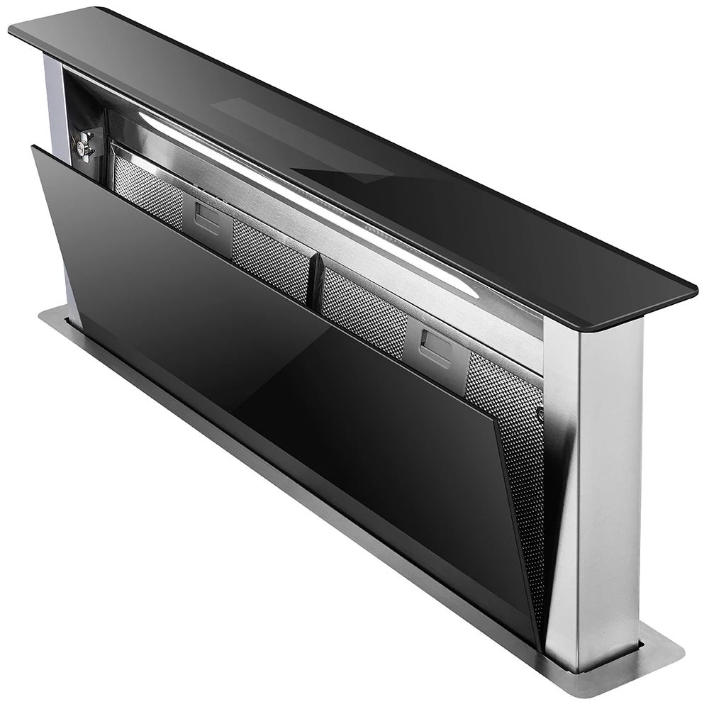 

Range Hood,New Glass Stainless Steel,Kitchen Vent Hood,Downdraft Design,Cooker Hood,Latest Arrival Powerful Suction Simple Clean