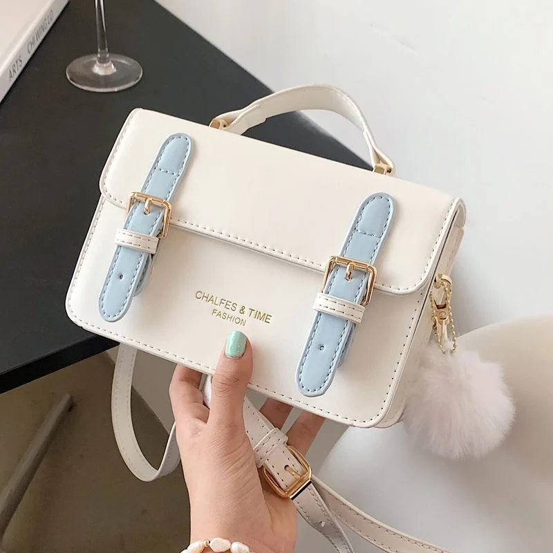 Fashion Women Bag Square PU Leather Girl Teen Messenger Bag Shopping Handbag Tote bag Phone Tissue Wallet Storage Shoulder Bag