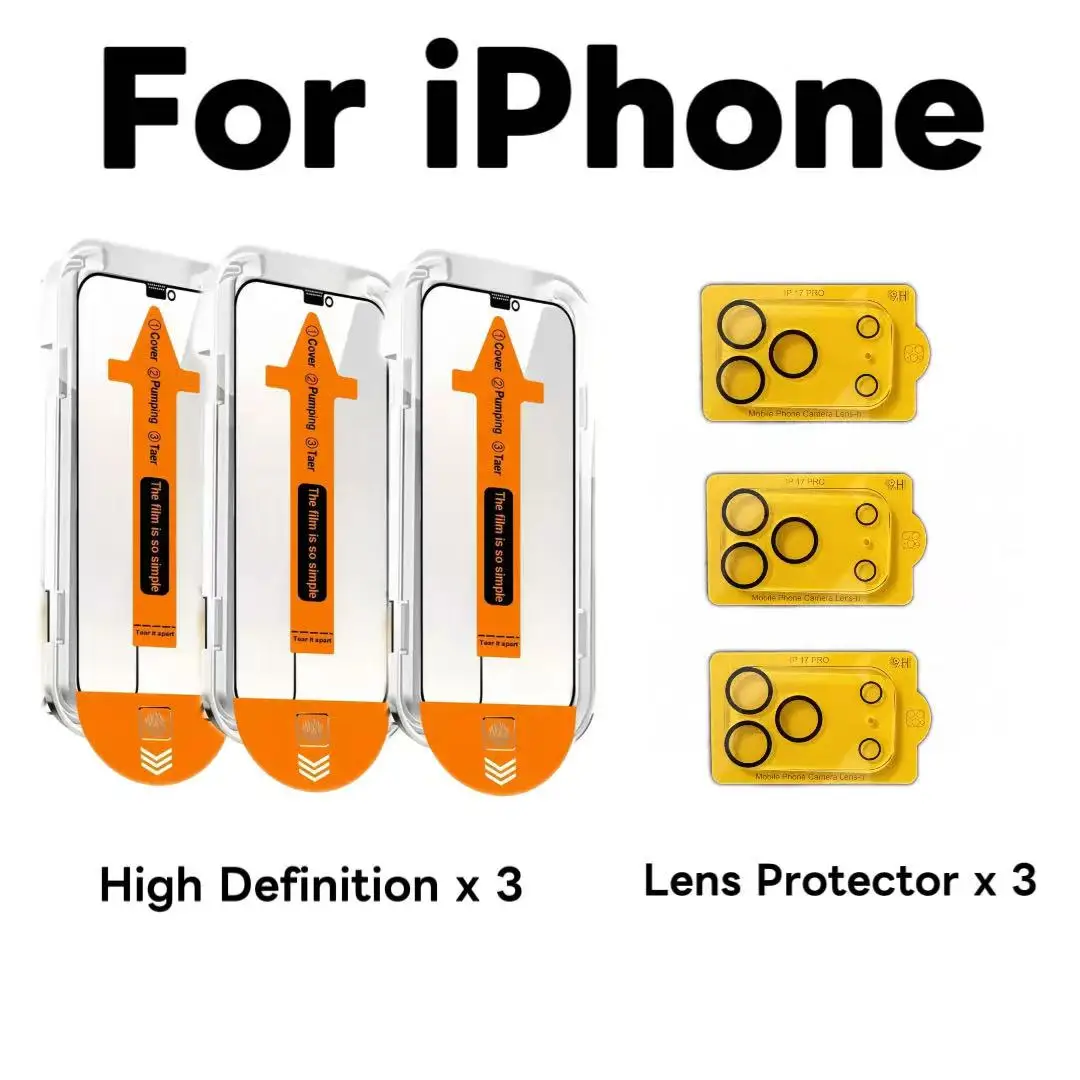 HD Tempered Glass Screen Protector & Lens Protector Set for iPhone Series
