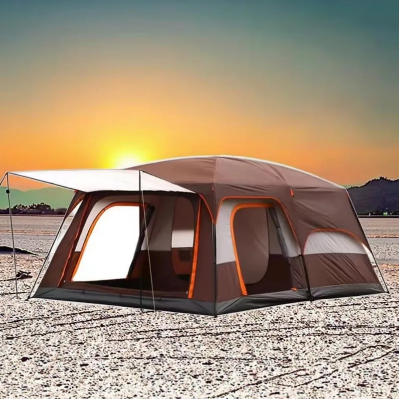 

2025 Custom 3-4 Person Double Layer Polyester Three-season Outdoor Tent Quick Automatic Opening Fiberglass Frame Square Shape