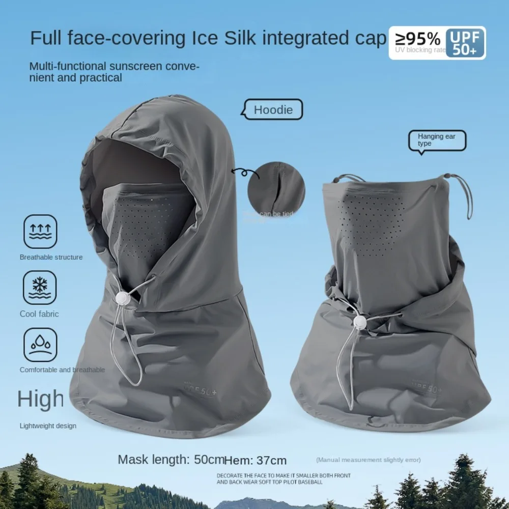 Verstellbare Anti-UV-Sturmhaube, vielseitig einsetzbar, aus Eisseide, für Radfahrer, UV-Schutzmaske, Schirmmütze, elastische Sonnenhut, vollständige Gesichtsbedeckung. – Detail 3