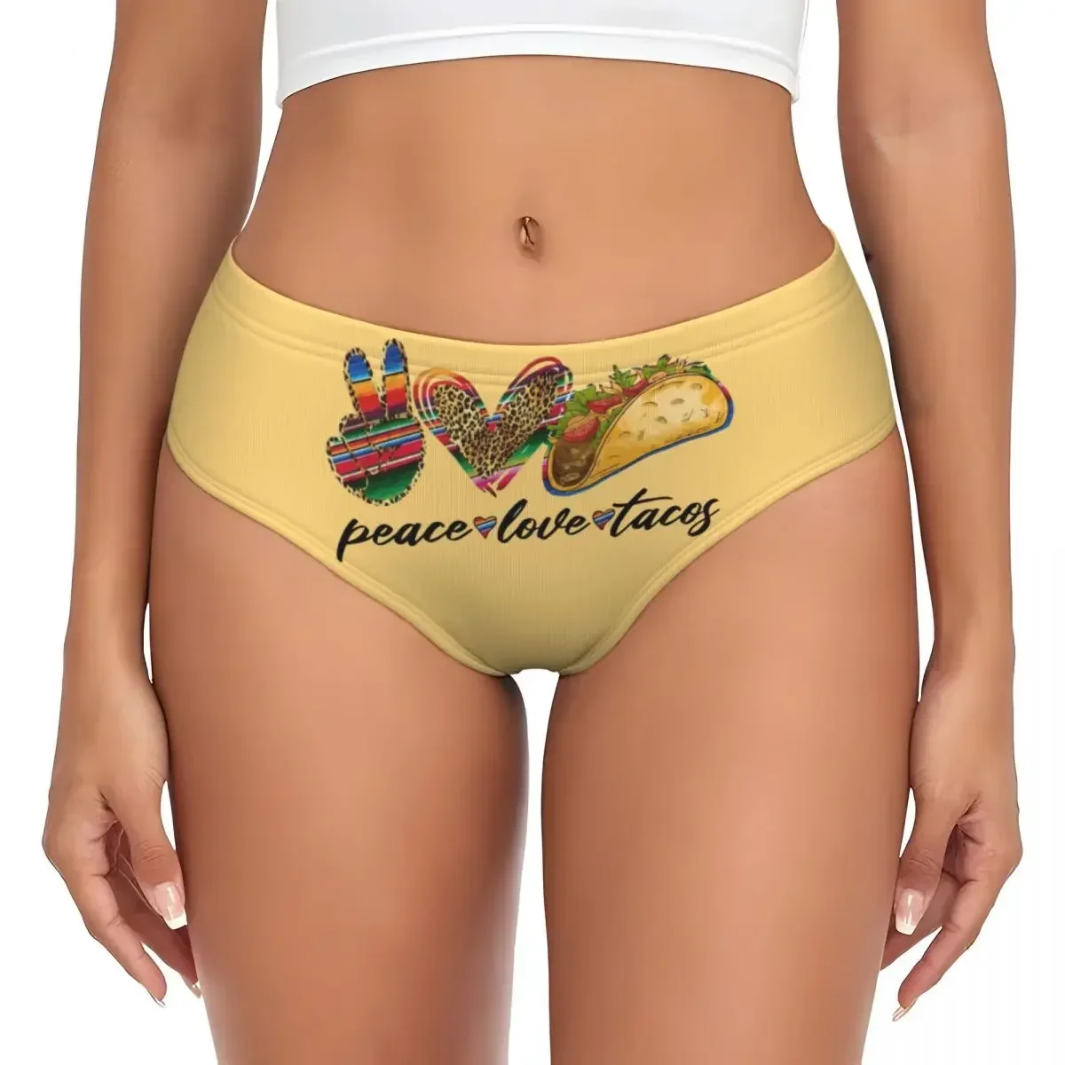 

Custom Peace And Tacos Venezuela Brief Panties for Women Breathable Stretch Underwear