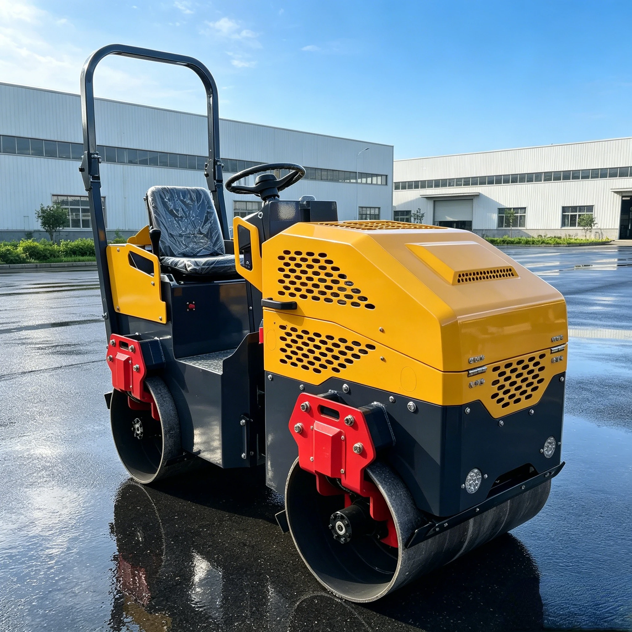 Factory Price 1.5 Ton Mini Road Roller Double Drum Vibratory Asphalt Soil Compactor Dynapac Fully Hydraulic System 75Hz 30kN view 3