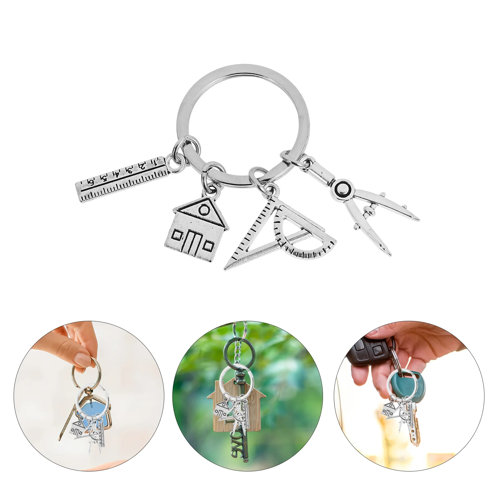

Ruler House Keychain Gift Decorative Keyring Architecture Bag Charm for Purse Zinc Alloy Pendant Handbag