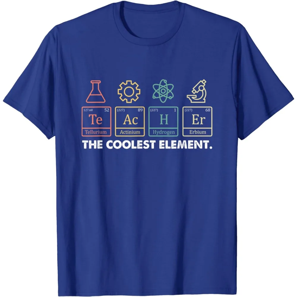 Vintage The Coolest Element Periodic Table Chemist Teacher T-Shirt Men Large Size Casual T Shirts Short Sleeve Tees Tops