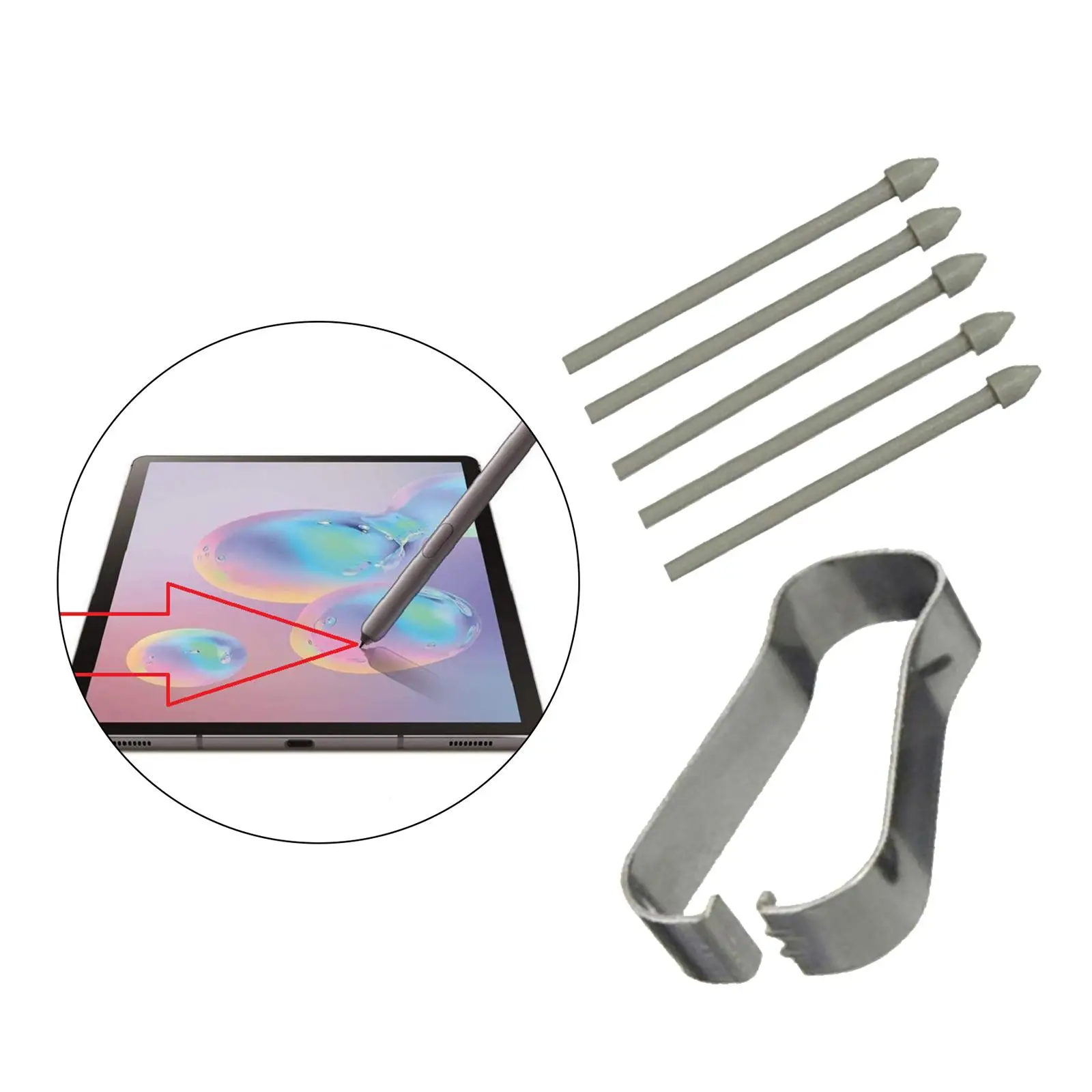 5 Pieces Touch Tips Replacement ,with Removal Tweezers, Carbon Fiber , Nibs for Tab S6/S6 Phs for Note0 for S7/S7+