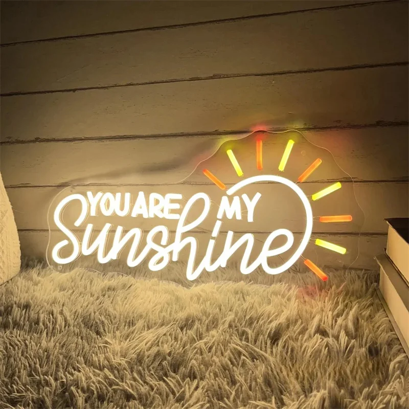 You Are My Sunshine Neon Sign, Custom Wedding LED Neon Light Home Nursery Wall Decor Engagement Party Backdrop Decor