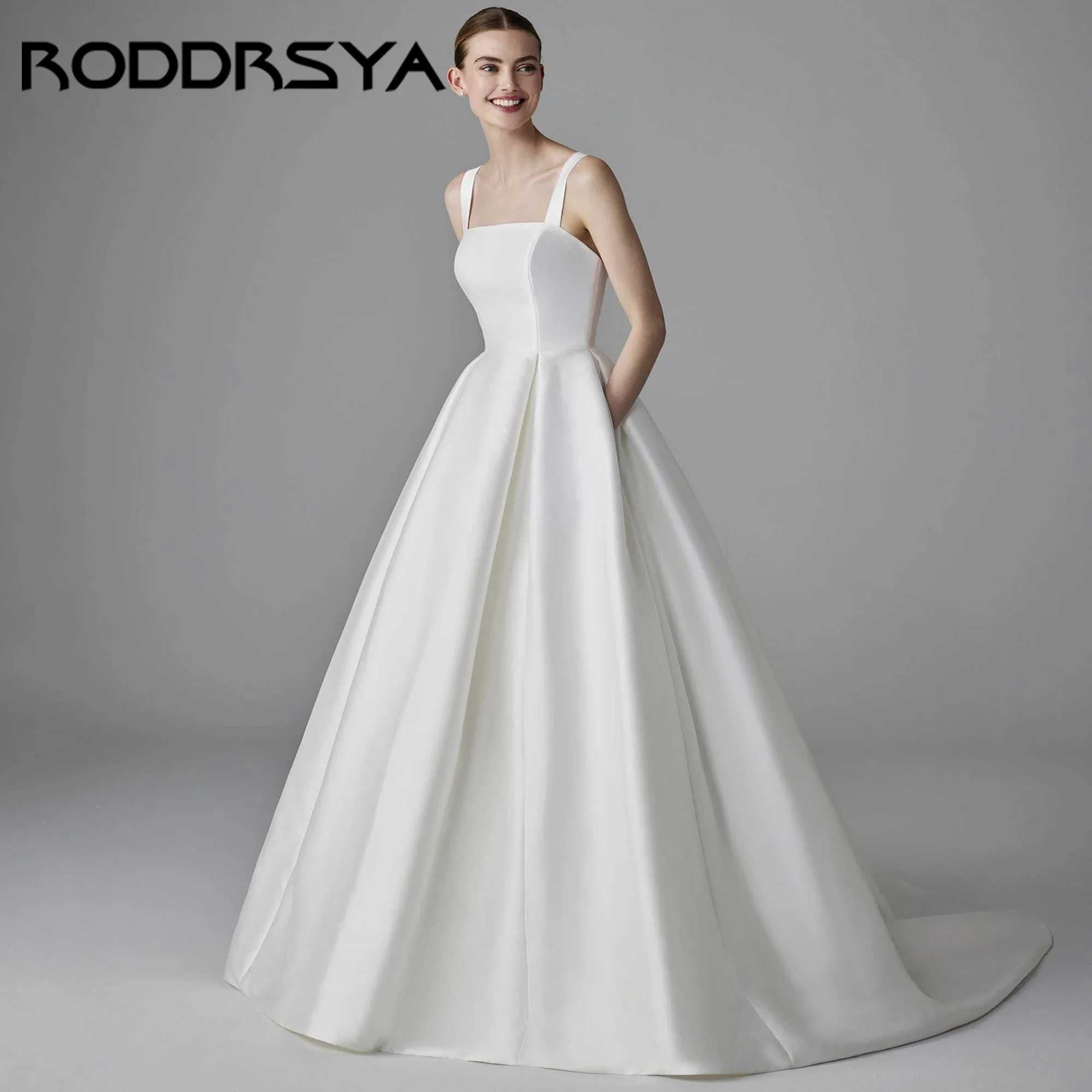 

Boho Square-Neck Spaghetti Straps Elegant Wedding Dress For Woman Sleeveless Bridal A-Line Backless Bride Gowns 2025 Customized