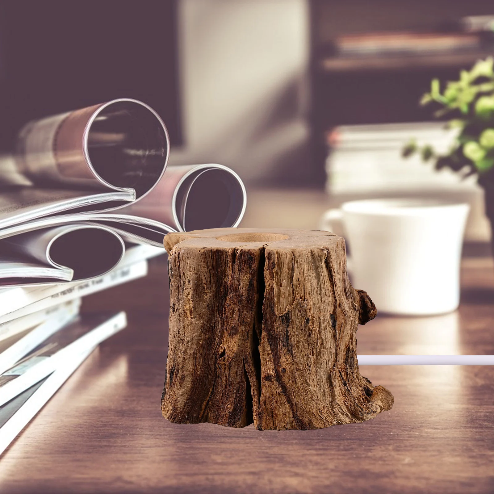 

Creative Tree Stump LED Lighted Base Wooden Night Light USB Crystal Ball Holder Home Office Decoration Multi Color for Glass