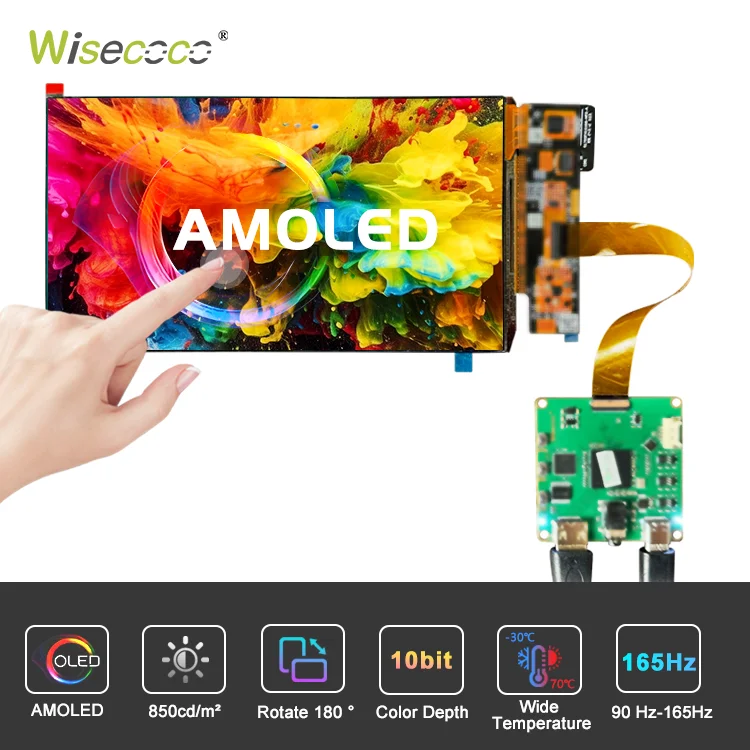 Wisecoco 7 Inch 165hz AMOLED On-cell Touch Display 1080P 850nits High Brightness DIY Screen For Laptop PS4 PS5 Switch