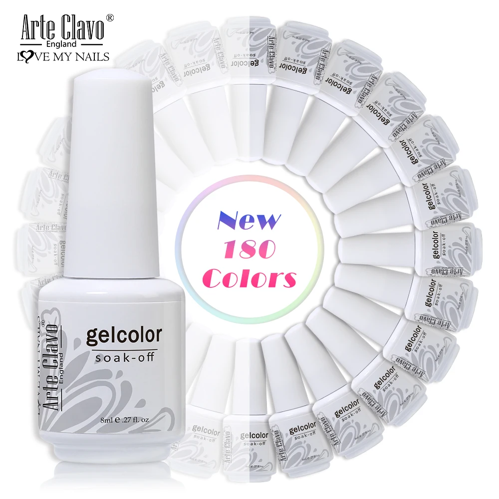 Arte Clavo 180 couleurs 8ml vernis à ongles Gel vernis à ongles ensemble manucure couche de Base supérieure peinture rouge Hybird Design Nail Art apprêt