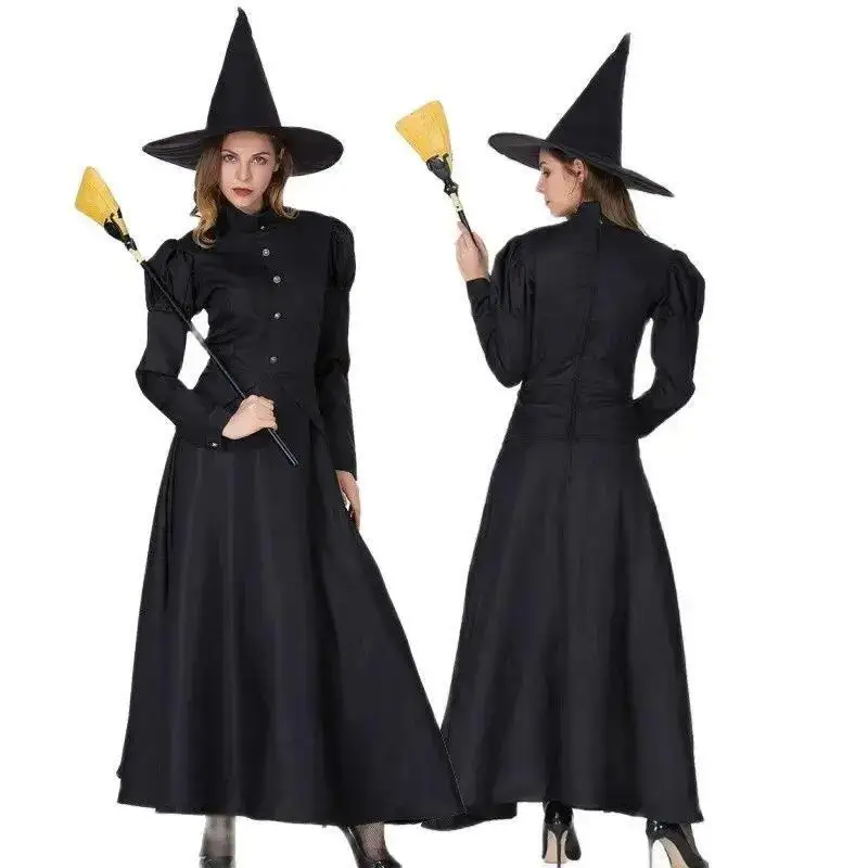 Fantasia de Halloween para Adultos e Crianças: Vestido de Bruxa e Fada Temática de Contos de Fadas, Manga Três Quartos, Outros Materiais