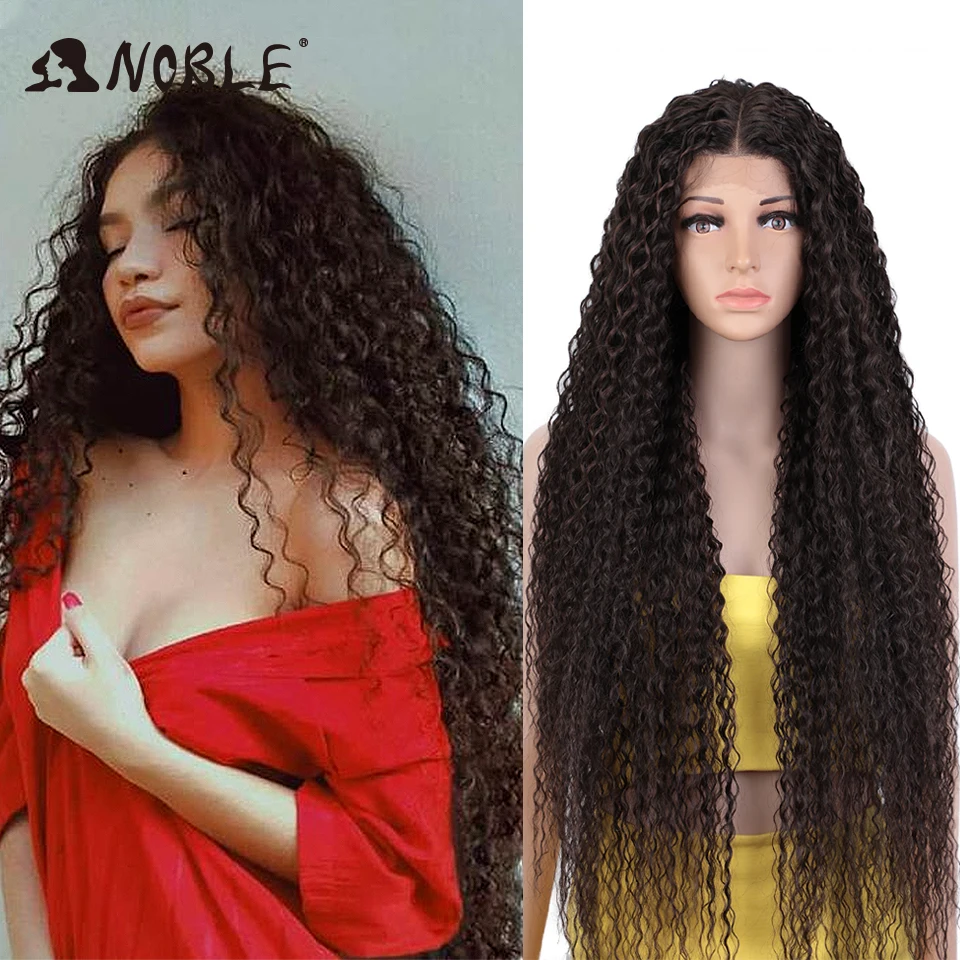 Noble Synthetic Lace Front Wig Long Curly 38 Inch Red Wig For Women Afro Kinky Curly Lace Front Wig Cosplay Blonde Lace Wig