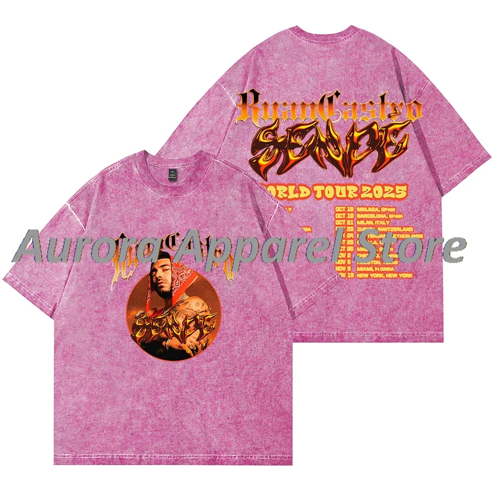 تي شيرت Ryan Castro Sende World Tour 2025 Merch Wash تي شيرت كوسبلاي للنساء والرجال من القطن بأكمام قصيرة