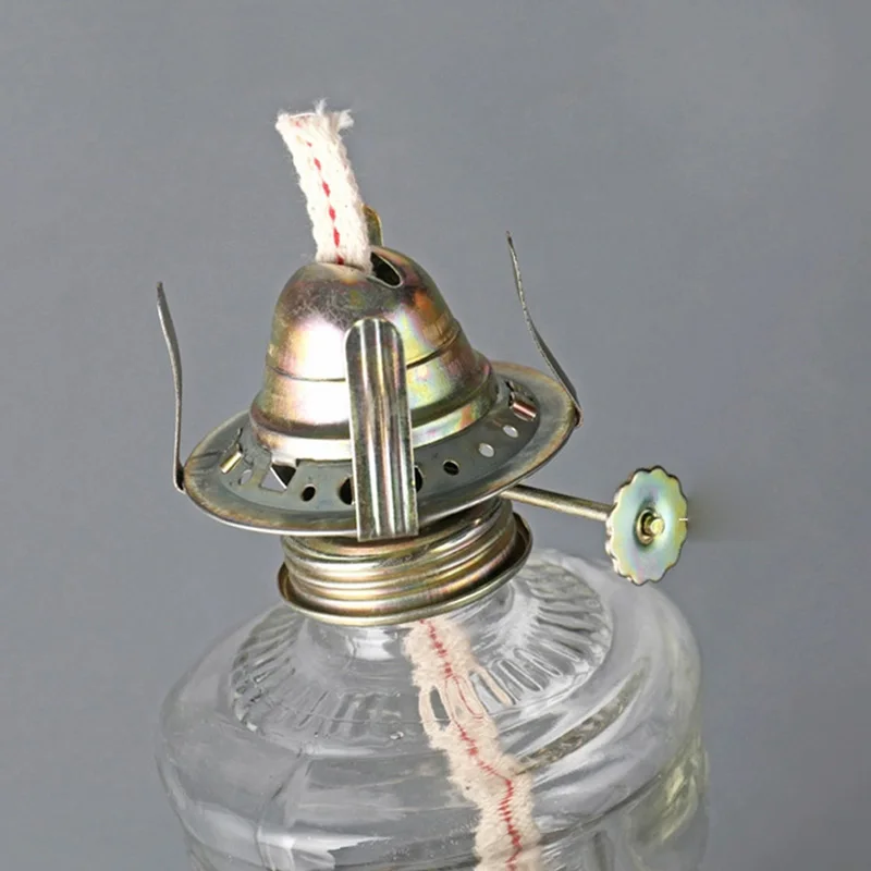 1Pcs Retro Glass Kerosene Lantern Desk Light Vintage Lampshade Chamber  Oil Lamp Home Desktop Decoration Removable Wick Adjuster