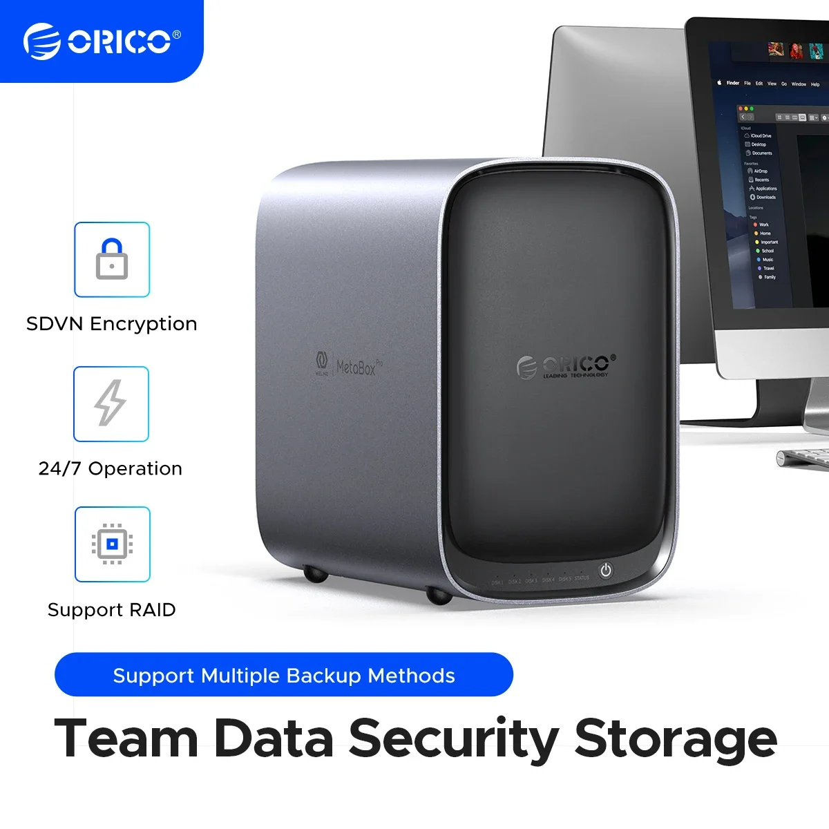 

Сетевое хранилище ORICO NAS MetaBox Team Storage, 3,5 дюйма, M.2 SSD, поддержка серверного хранилища, Docker, доступ к нескольким аккаунтам, шифрование безопасности