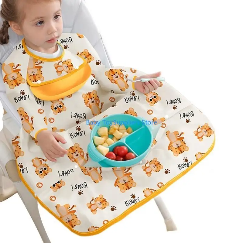 

R1WF 1-3 Year Baby Eat Complementary Bib Dining Chair Cover Integrated Water Proofing Feeding Apron Protect from Spills