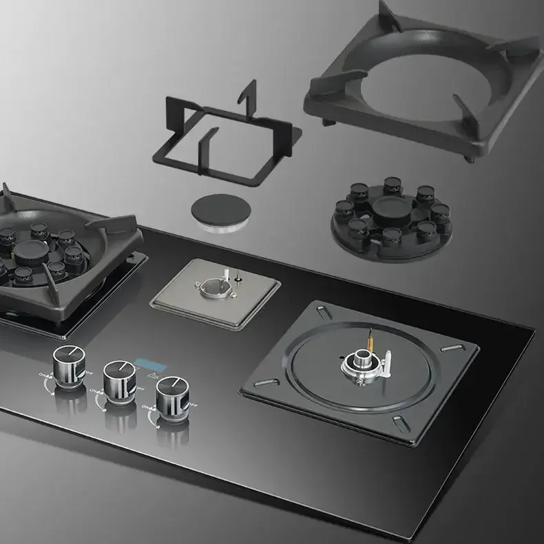 household three-burner new style Large size gas stove natural gas double stove embedded liquefied gas three-burner stove