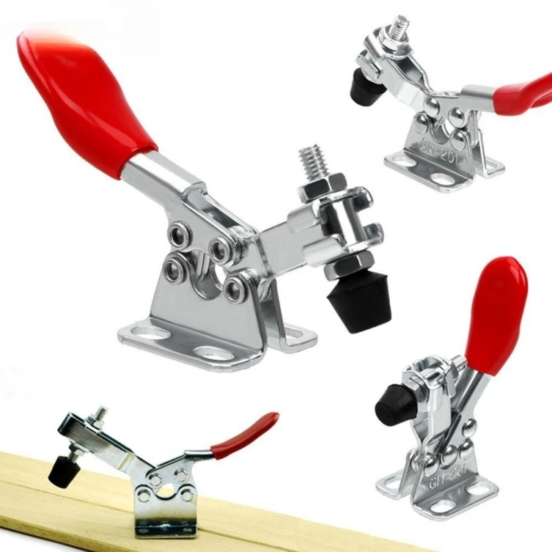 4pcs/set Hold Down Red Toggle Clamp Heavy Duty Quick Release Tool Horizontal Clamps Woodworking Hand Tool Antislip Fixture Latch