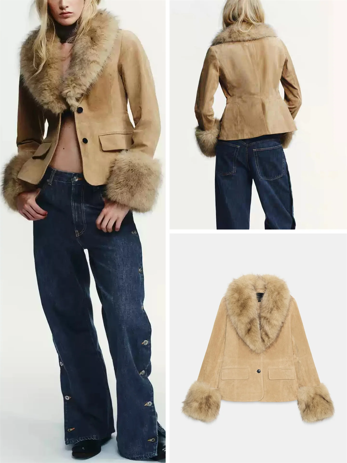 

Повседневная бархатная кожаная приталенная куртка со съемным меховым воротником для женщин, осень-зима, Новое поступление, модная верхняя одежда