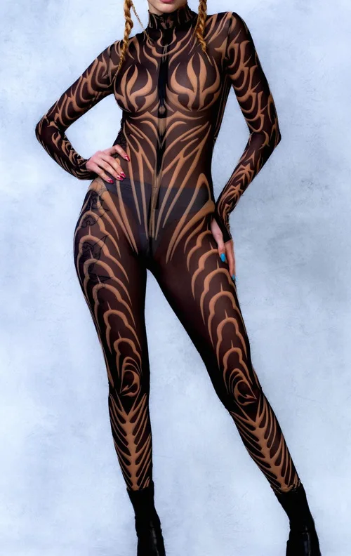 Halloween-Karneval-Party-Shows Cosplay-Bodysuit-Kostüm Dehnbarer Damen-Zentai-Outfit Farbig Diamantbedruckter Tech-Jumpsuit 2026 – Detail 22