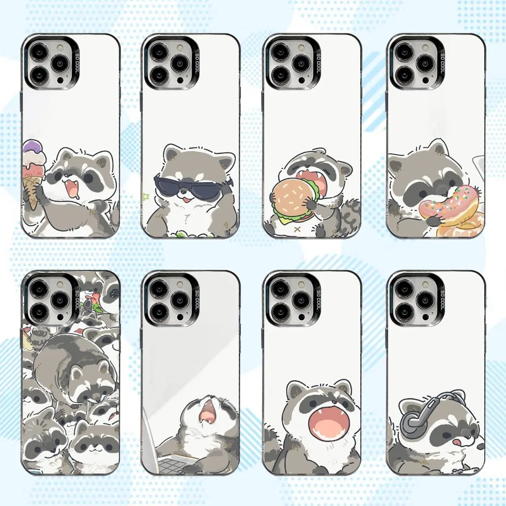 

R-Raccoon Cute Animal Phone Case For iPhone 16,15,14,13,12,11,Mini,Pro,SE,MAX White Matte Shockproof Cover