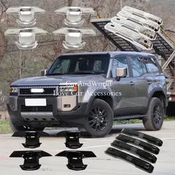 For Toyota Land Cruiser Prado LC250 2024 2025 Door Bowl Cover Handle Frame Cover Decorative Trims Black Chrome Car Accessories