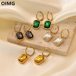 OIMG 316L Stainless Steel Gold Plated Not Fade Trendy Charming Zirconia Hoop Earrings For Women Punk Party Christmas Jewerly