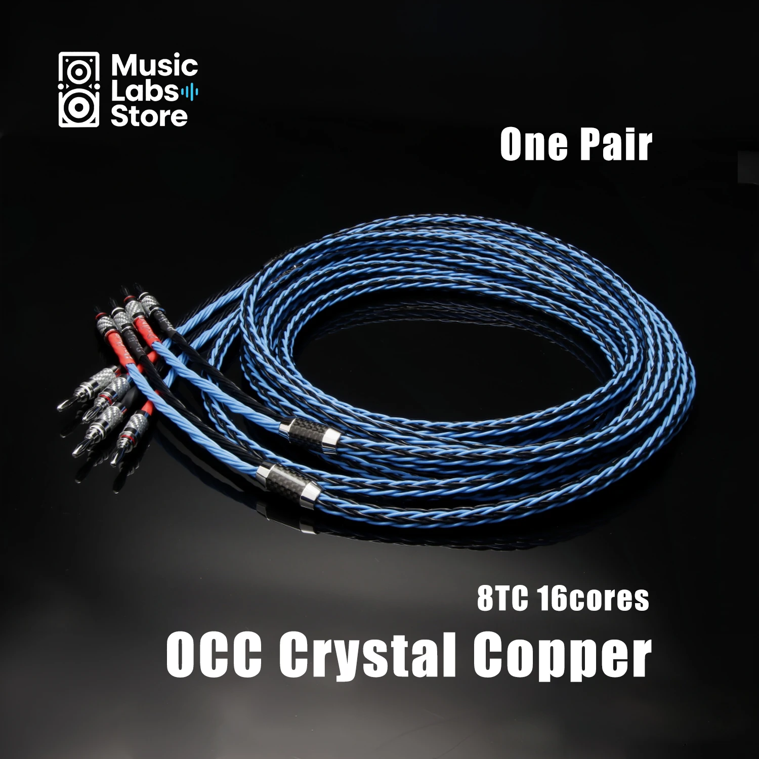 Preffair 8TC Speaker Cable OCC Crystal Copper Loudspeaker Cable Banana Plug connector Cable for Amplifier