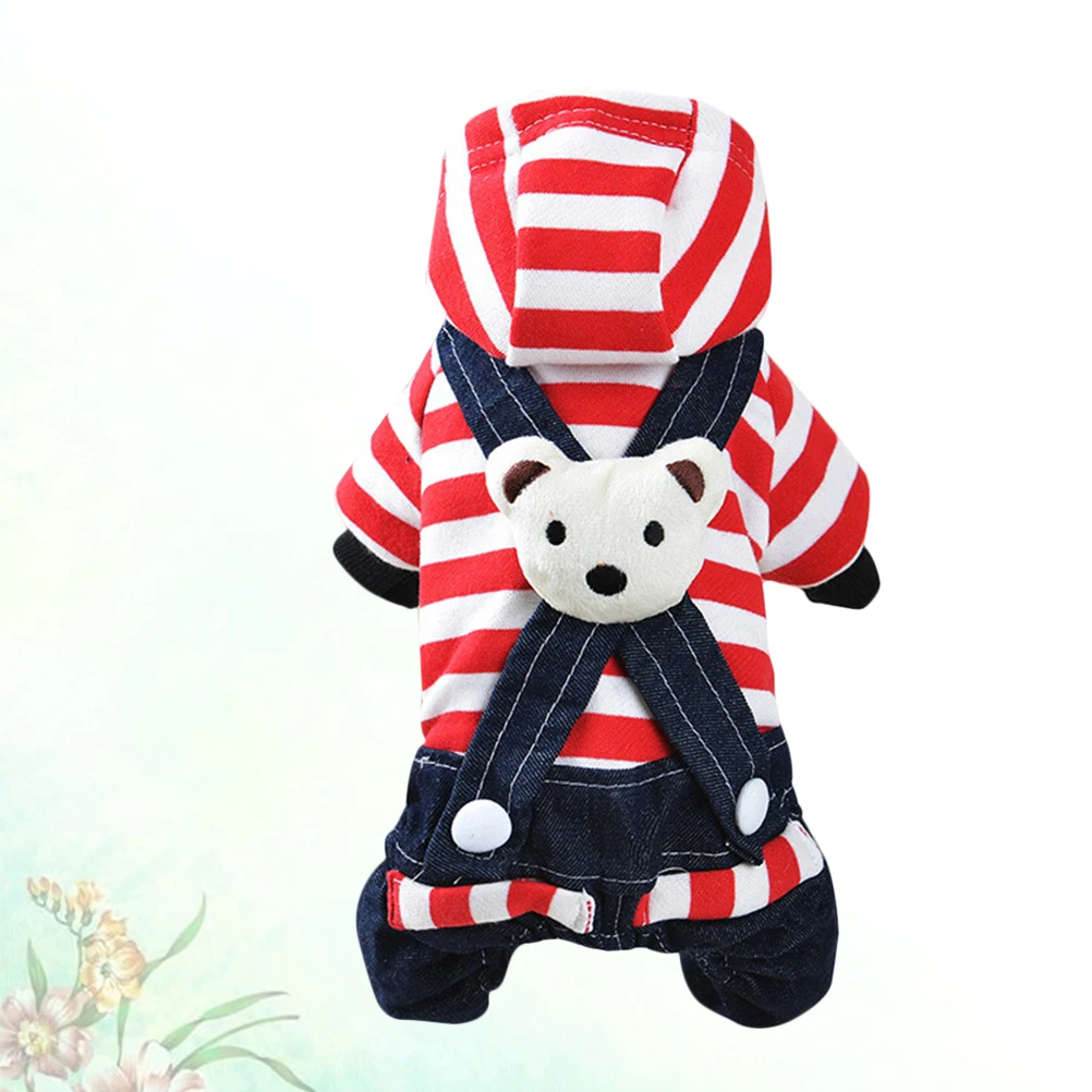 

Pet Suspenders Trousers Costume Denim Outfit For Walking Jogging Party Photo Small Dogs Size Xs