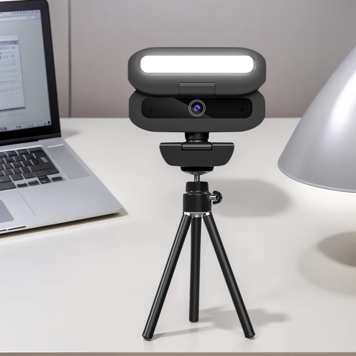 

EXHQDR B09 4K USB Webcam with Autofocus, Dual LED Fill Lights, Privacy Shutter, Tripod & Type-C Adapter for Streaming/Meetings