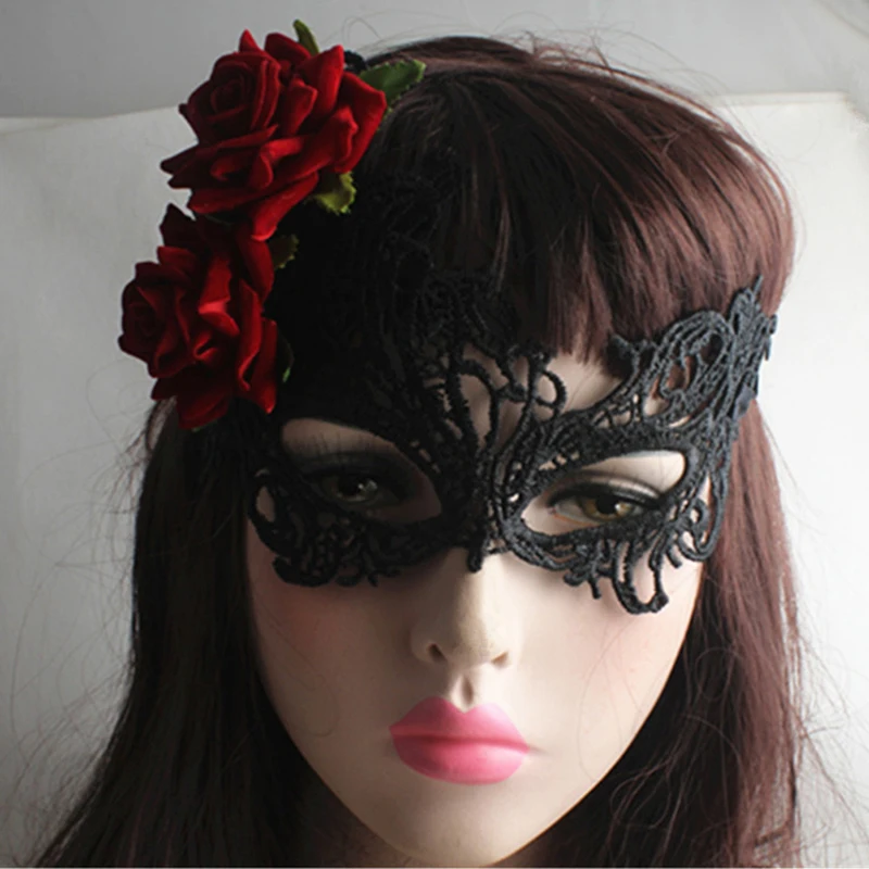 Máscara de Mascarada para mujer, máscara veneciana bonita y elegante, accesorios de fiesta de Mardi Gras de Halloween con decoración de rosas