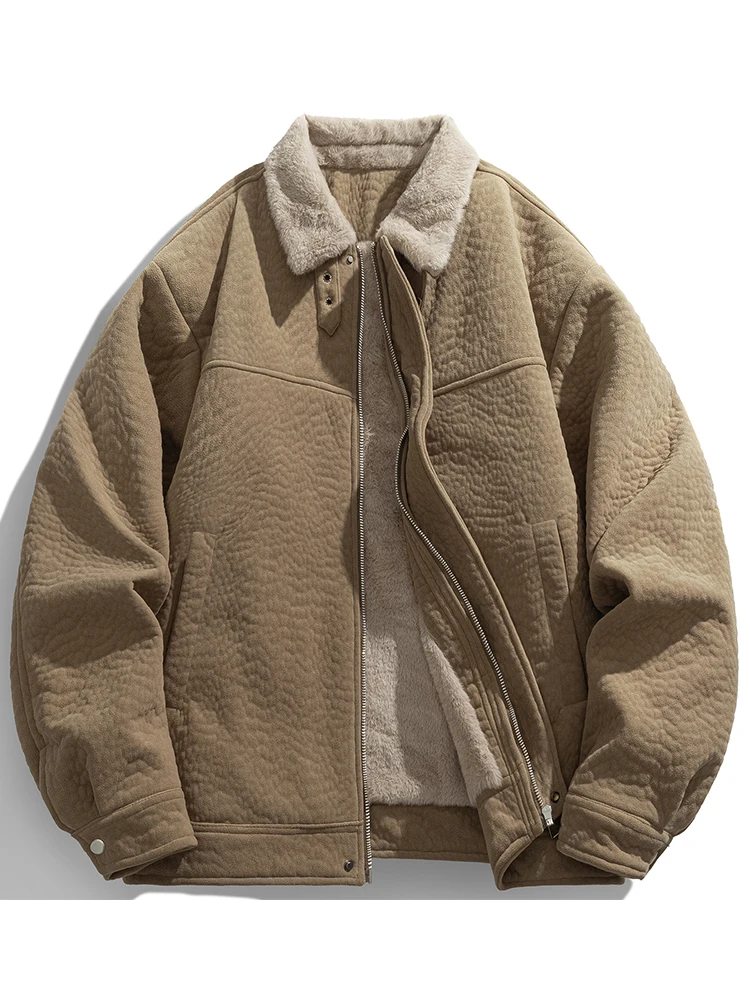 

Men's Thiened Fce Lined Cotton Jaet M8XL Extra Large Size with Collar Workwear Casual Outerwear Winter Warm Coat