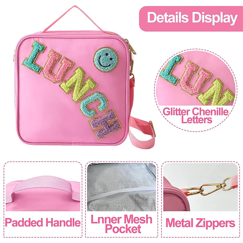 Tas Makan Siang dengan Lapisan Aluminium dan Tali Bahu yang Dapat Disesuaikan untuk Anak-anak, Tas Pendingin Makanan untuk Kembali ke Sekolah, Kotak Makan Siang Terinsulasi