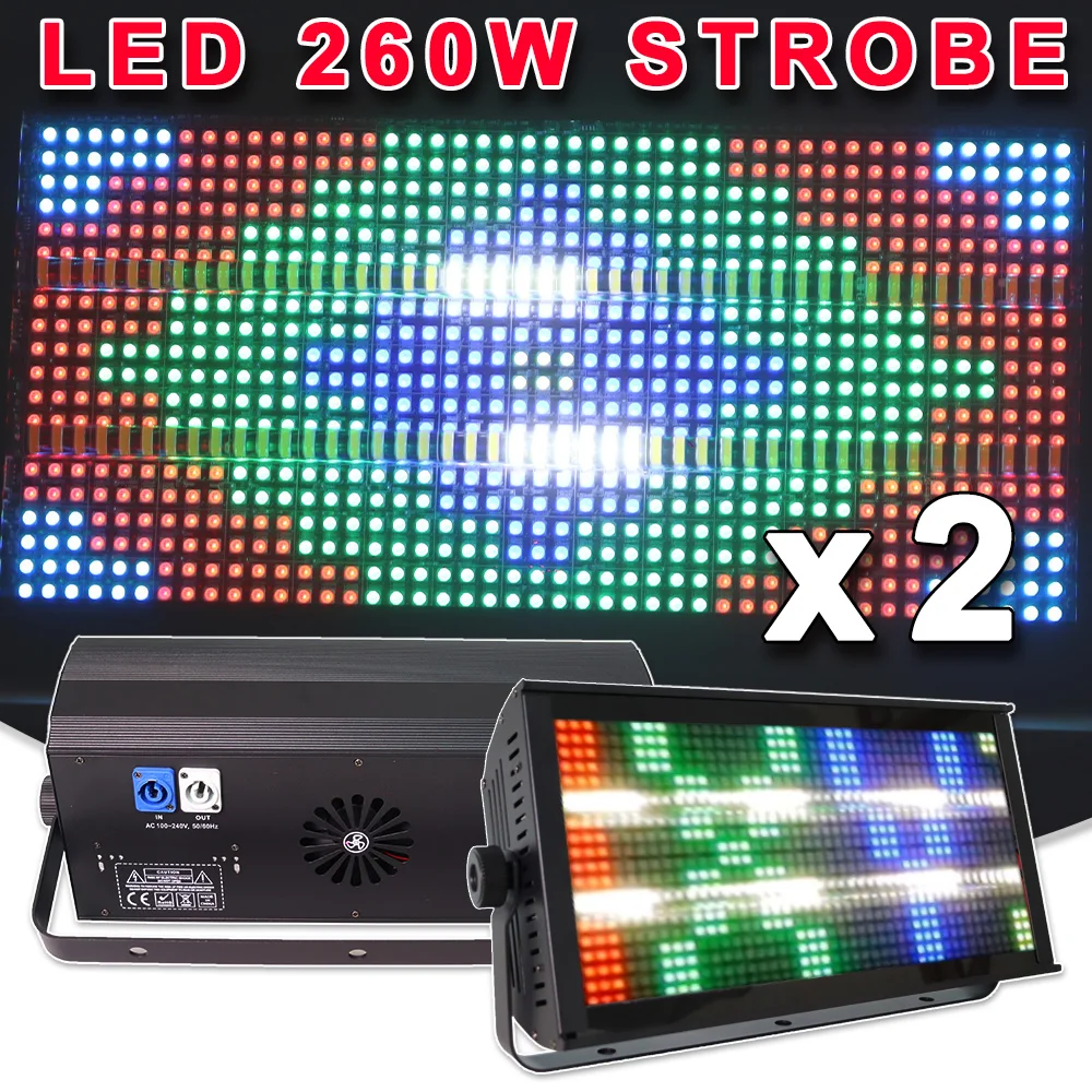 

2PCS LED 260W RGBW 135+30 Zone Strobe Lighting Wash Hore Running Effect Stage Dj Disco Party Indoor Background Show Flash Lights