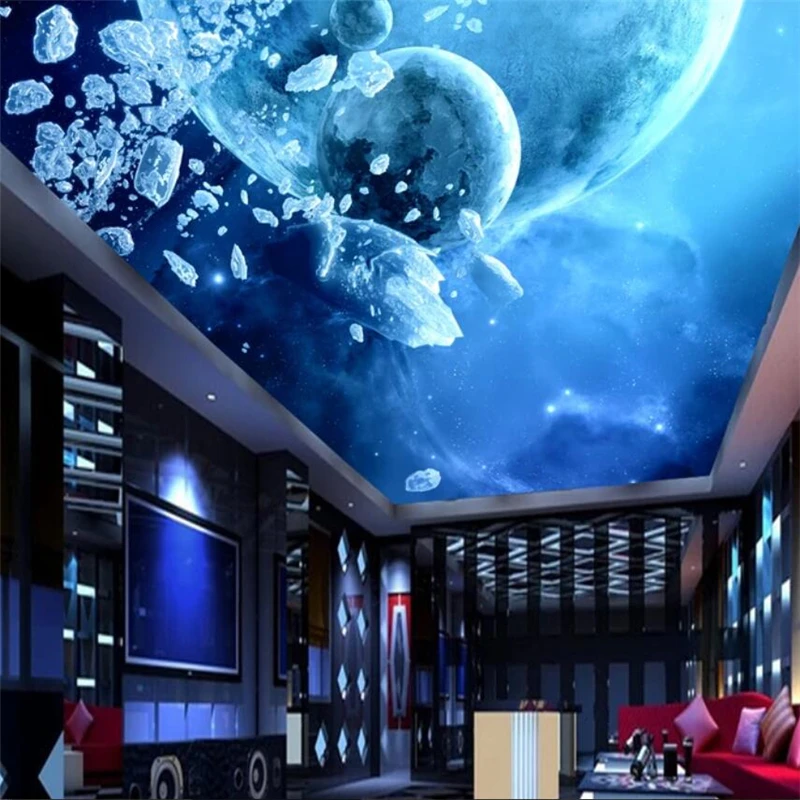 Customized products wallpaper Fantasy Starry sky Milky Way Planet Top mural mural Living room sofa TV background wall bedroom 8d