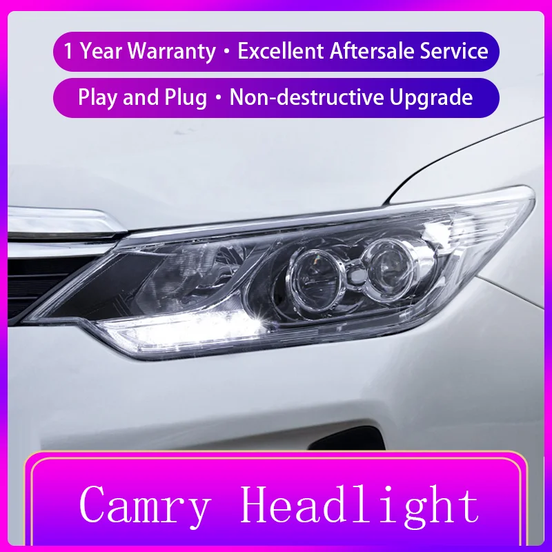 

A Pair of Car Styling For Toyota Camry 2015-2017 Front Light DRL Head Lamp LED Projector Lens Headlights Automatic Accessories