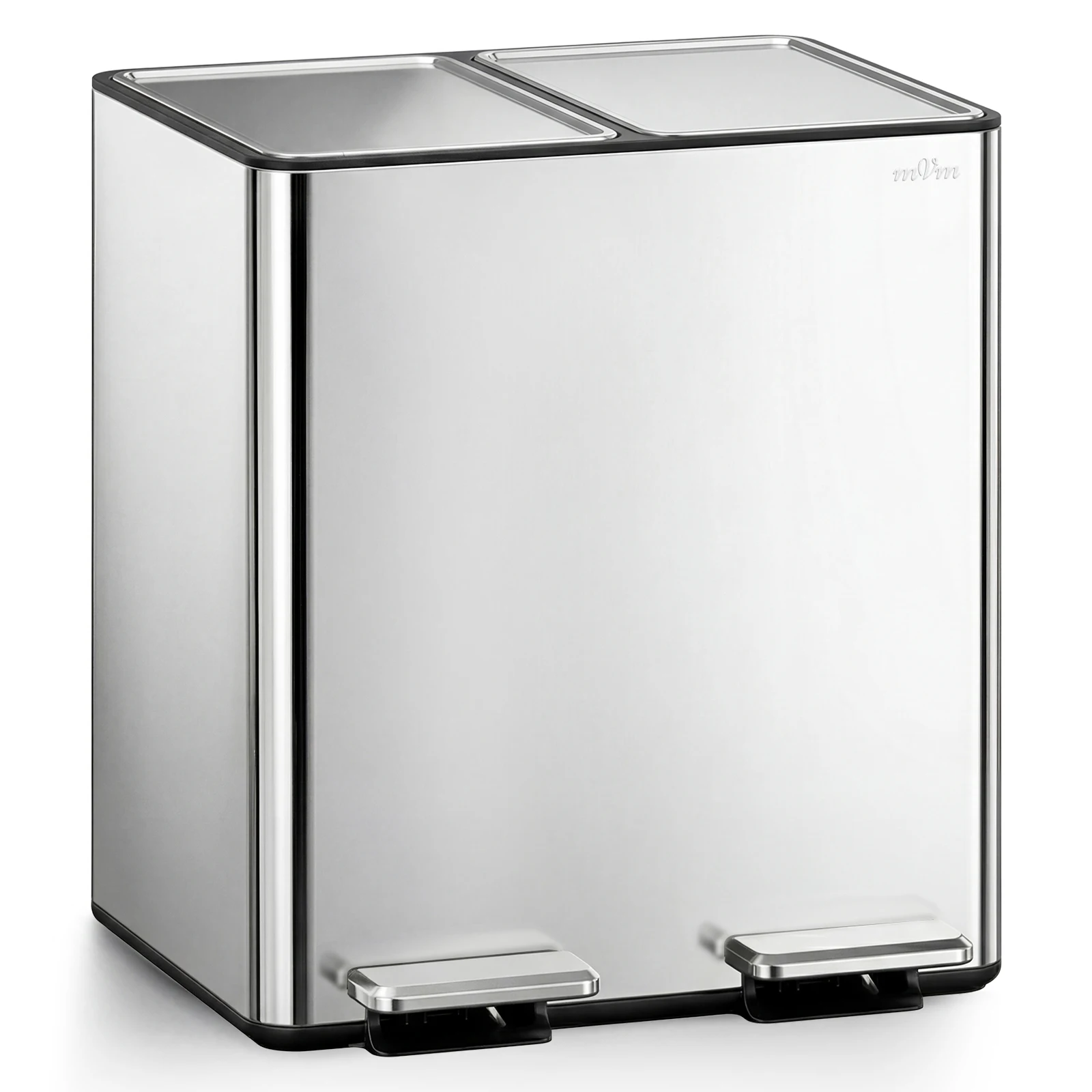 

Мусорное ведро из нержавеющей стали 2 x 30 л для кухни, с педалью, для сортировки отходов, с плавно закрывающейся крышкой из нержавеющей стали