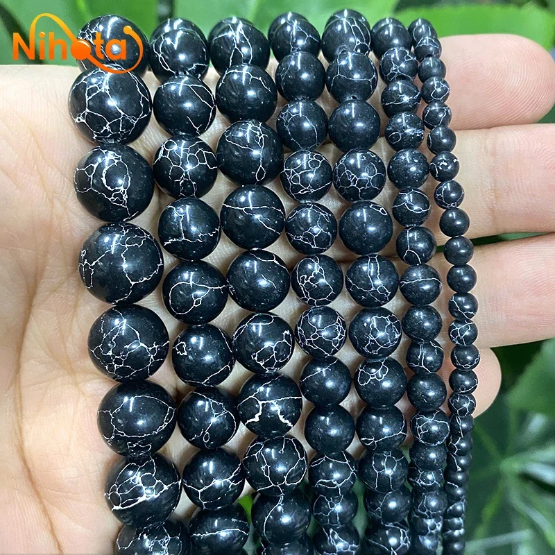 Smooth Black Turquoises Round Loose Beads 15