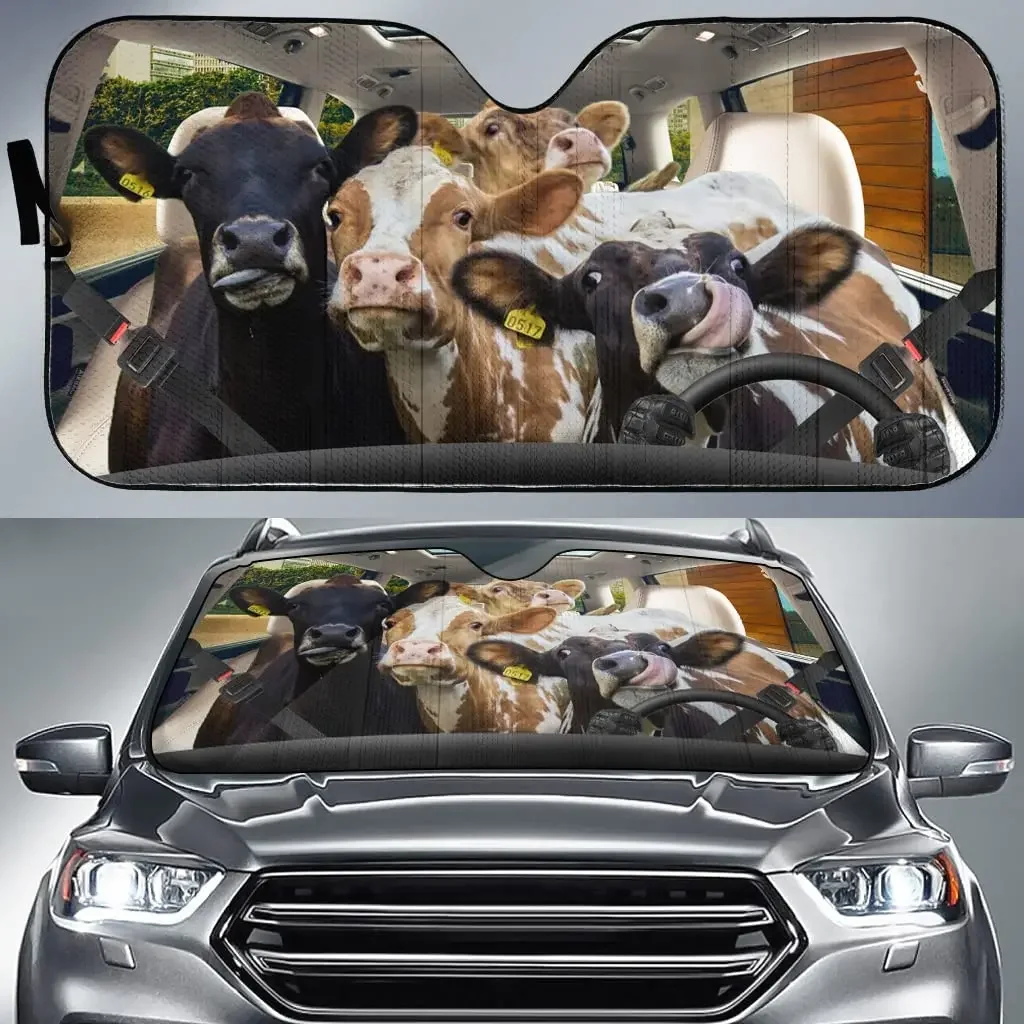 

Забавный козырек от солнца из коровьей кожи для автомобиля, переднее ветровое стекло с занавеской, автомобильный солнцезащитный козырек, солнцезащитные шторы для вашего автомобиля, прохладный 57x27,5 дюймов